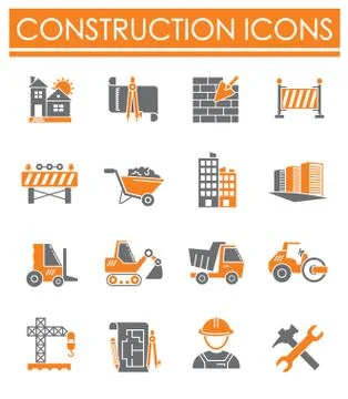 Construction related icons set on background for graphic and web design Stock Illustration