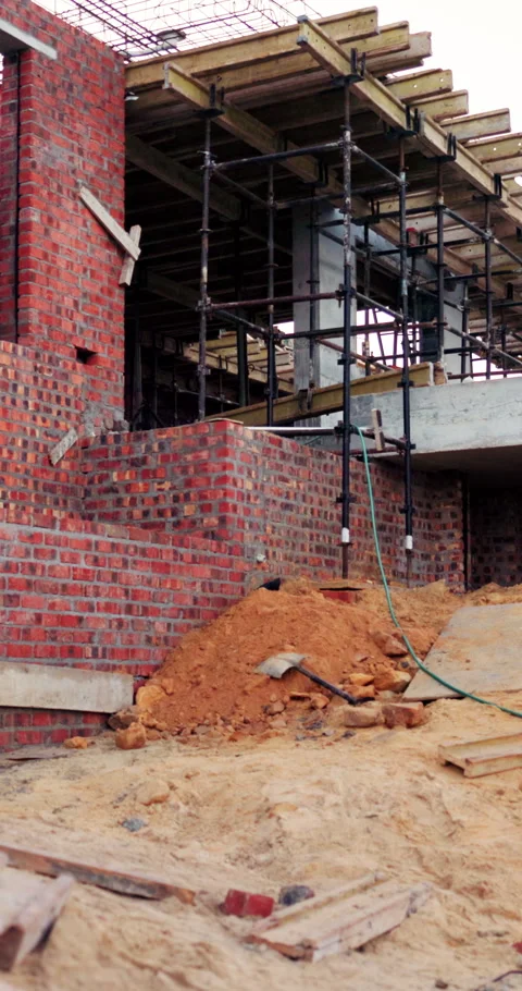 Construction, remodel or building with scaffolding, outdoor site or improvement Stock Footage 336227870