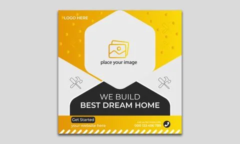 Construction renovation flyer and web banner or social media post amp template Illustrazione stock