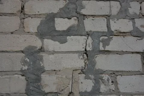Construction renovation work, old wall with problems, flaws. Stock Photos