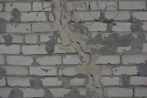 Construction renovation work, old wall with problems, flaws. Stock Photos