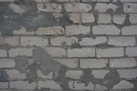Construction renovation work, old wall with problems, flaws. Stock Photos