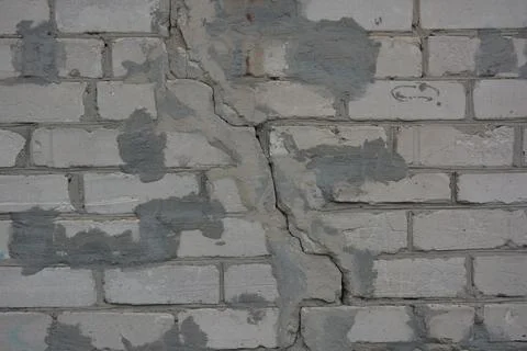 Construction renovation work, old wall with problems, flaws. Stock Photos