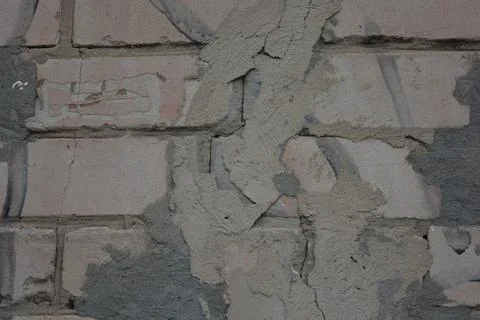 Construction renovation work, old wall with problems, flaws. Stock Photos