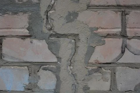 Construction renovation work, old wall with problems, flaws. Stock Photos