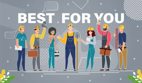 Construction, Repair Service Flat Vector Banner Stock Illustration