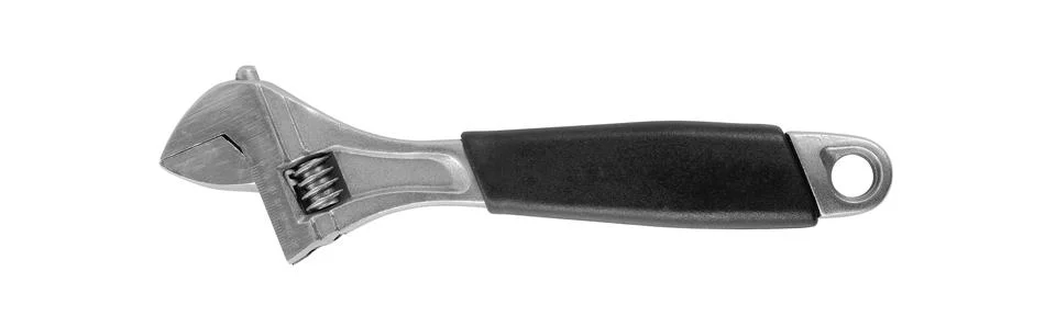 Construction, repair, tools - Front view Adjustable spanner. Isolated Stock Photos