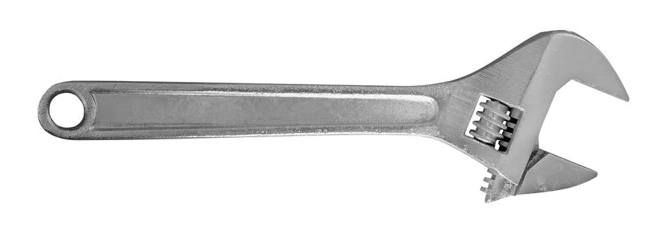 Construction, repair, tools - Front view Adjustable spanner. Isolated Stock Photos