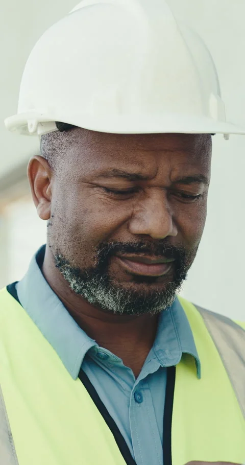 Construction, research and happy man with tablet, outdoor or info for renovation Stock Footage 345552754