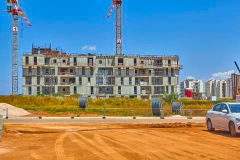 Construction of a residential area. Stock Photos