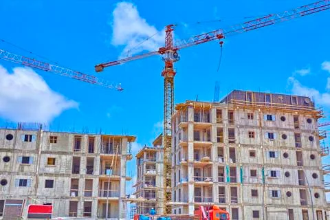 Construction of a residential area. Stock Photos