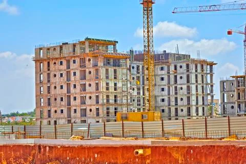 Construction of a residential area. Stock Photos