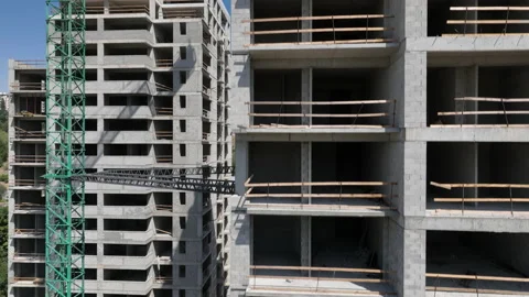 Construction of a residential buildings in the center of Tbilisi, Georgia Stock Footage 205092553