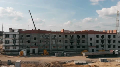 Construction of residential buildings. Construction site from a height. Aerial Stock Footage 115791853