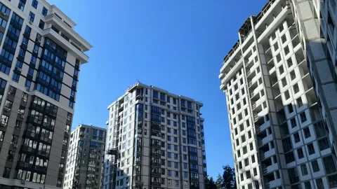 Construction of residential buildings in the final stage. Stock Footage 160927190