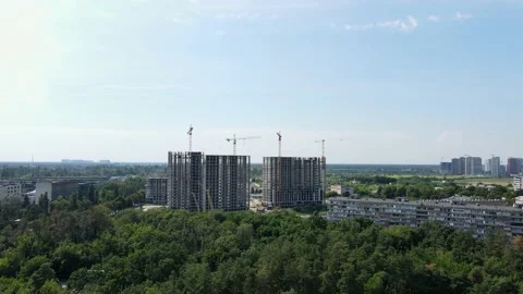 Construction of a residential complex. Aerial view. Stock Footage 143143361