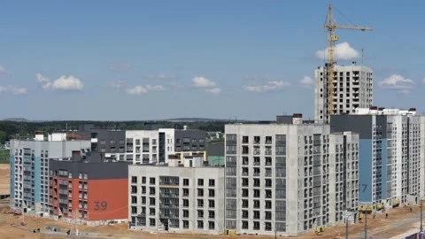 Construction of a residential complex in the city, time lapse Stockbeeldmateriaal 132264529