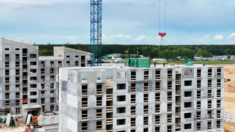 Construction of a residential complex in the city, time lapse Stock Footage 132266006