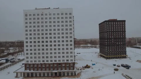 Construction of a residential complex, construction of an apartment building Stock Footage 327138093