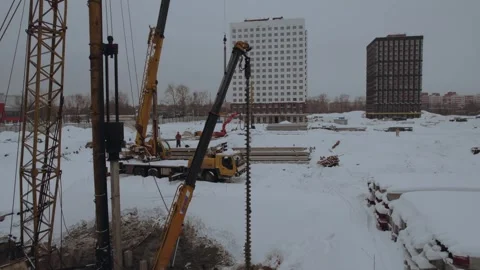 Construction of a residential complex, construction of an apartment building Stock Footage 327138112