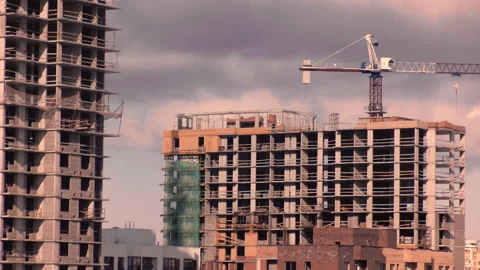 Construction of a residential complex Stock Footage 142060896