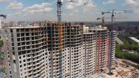 Construction of a residential complex in Novosibirsk 스톡 동영상 327573697