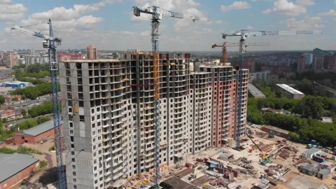 Construction of a residential complex in Novosibirsk 動画素材 327573740