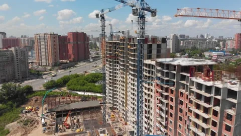 Construction of a residential complex in Novosibirsk 動画素材 327573754