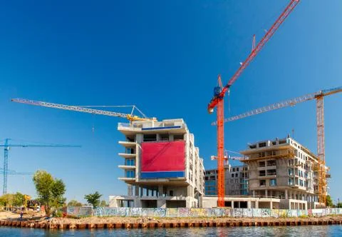 Construction of a residential complex. Stock Photos