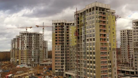 Construction of a residential complex Spanish Quarters in Prokshino, Moscow from Stock Footage 165753500