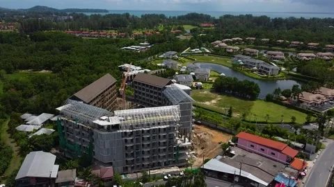 Construction of a residential condominium in Phuket Stock Footage 171932734