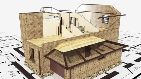 Construction of residential house Stock Footage 100815584