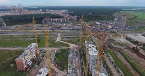 Construction of residential quarters Stock Footage 68393278