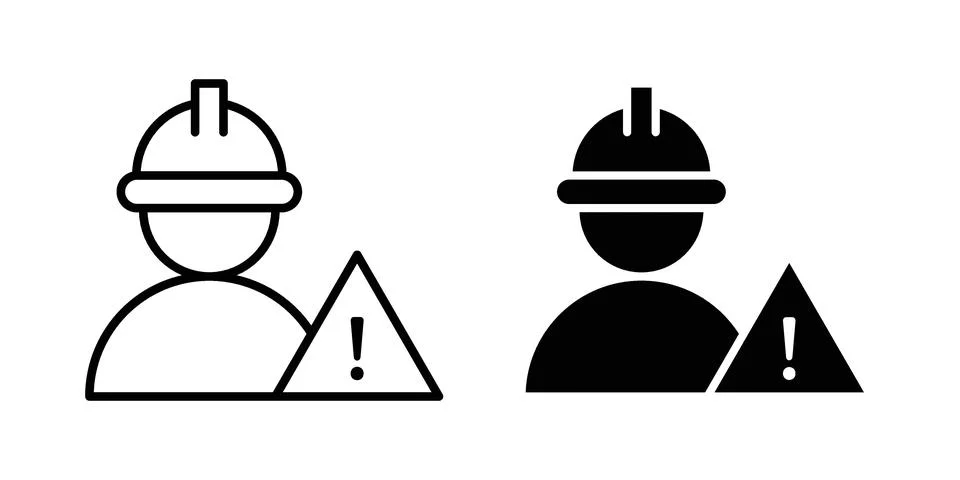 Construction risk icon linear versions pack on white background Illustrazione stock