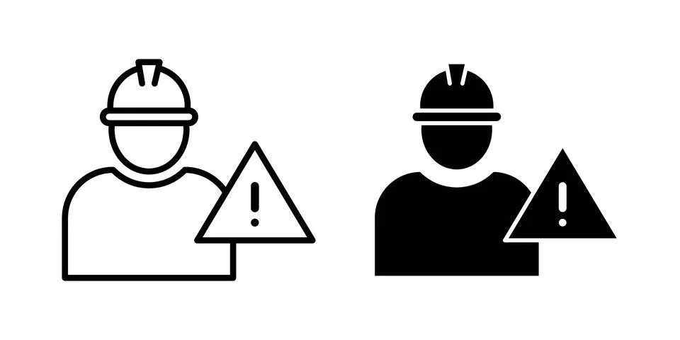 Construction risk icon set modern line and solid style collection. Stock Illustration