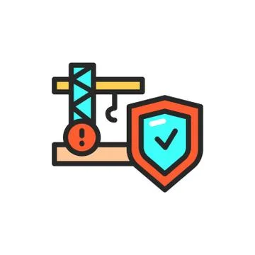 Construction risks insurance color line icon. Isolated vector element. Stock Illustration