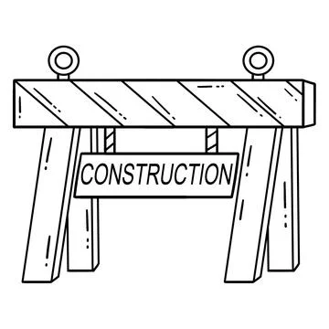 Construction Road Barrier Isolated Coloring Page Illustrazione stock