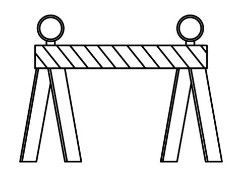 Construction road barrier with lights in black and white Illustration