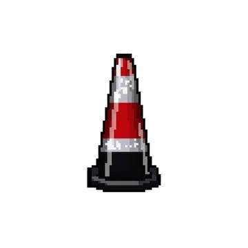 Construction road barrier pixel art vector illustration Stock Illustration