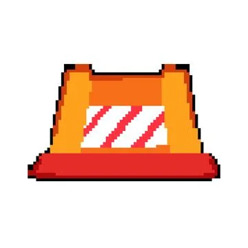 Construction road barrier pixel art vector illustration Stock Illustration