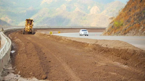 The construction of the road with difficulty. Stock Footage 48170812