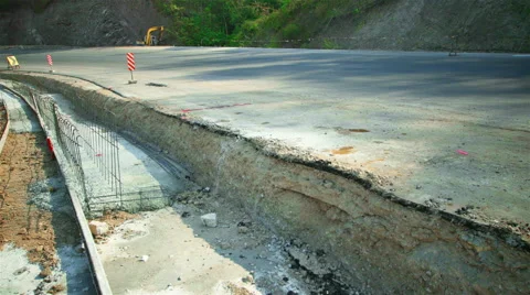 The construction of the road with difficulty. Stock Footage 48185614