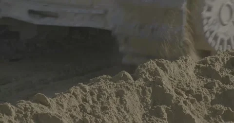 Construction, road machinery, crawler tractor, levels sand, soil, earth Stock Footage 305641251