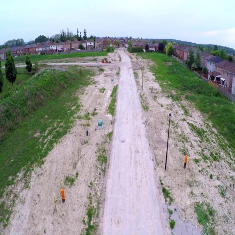 Construction Road ready to be built on, sewers in Stock Footage 69735941