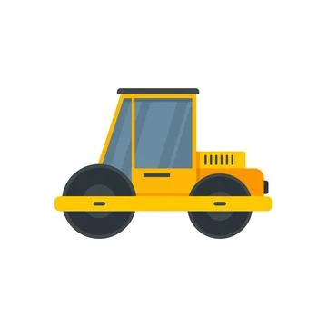Construction road roller icon flat isolated vector Illustrazione stock