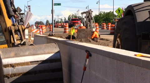 Construction, road widening ,construction site Stock Footage 37344545