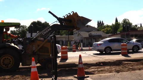 Construction, road widening, fire engine Stock Footage 37344739
