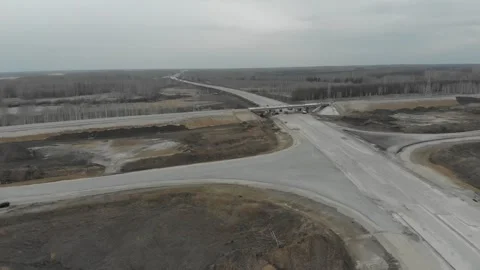 Construction of roads. Aerial drone view Vídeo Stock 322634472