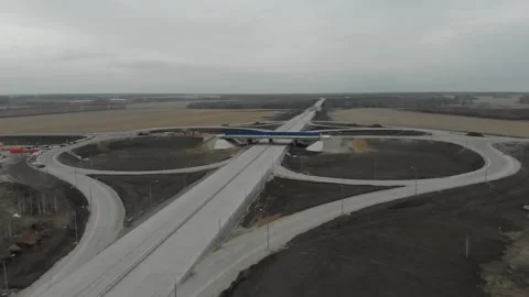 Construction of roads. Aerial drone view Vídeo Stock 322634712