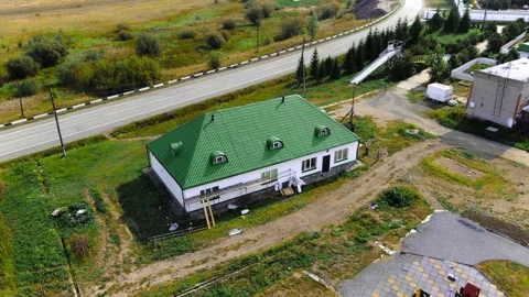 Construction of a roadside hotel building Stock Footage 160283440